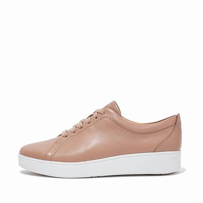Fitflop Women's RALLY Leather Sneakers - Beige, EA5231647